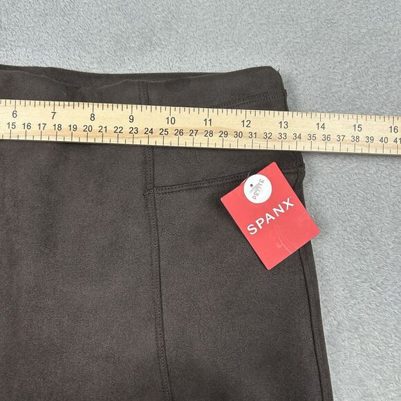 SPANX XS Petite Faux Suede High Waisted 20322R Chocolate Brown Slimming Leggings - Picture 9 of 12